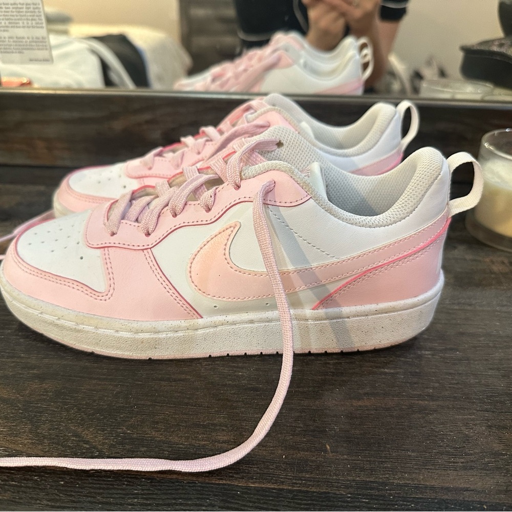 Nike Pastel Pink and White Low-Top Nikes